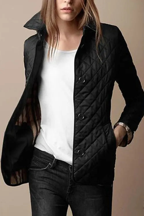 Fashionable Turn-down Collar Single-breasted Insulated Spun Cotton Coat