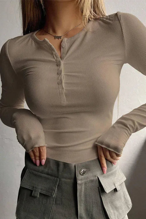 Single-Breasted Slim Fit Fashion T-Shirt Top