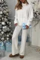 Solid color casual high collar knitted suit