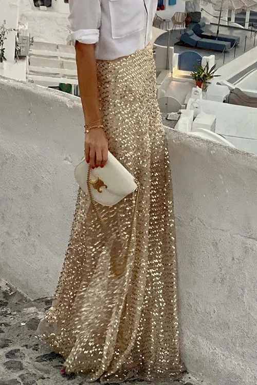 Vacation Party Sequin Long Skirt