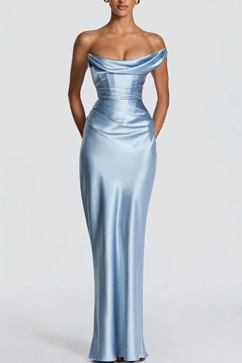 One-shoulder satin dress