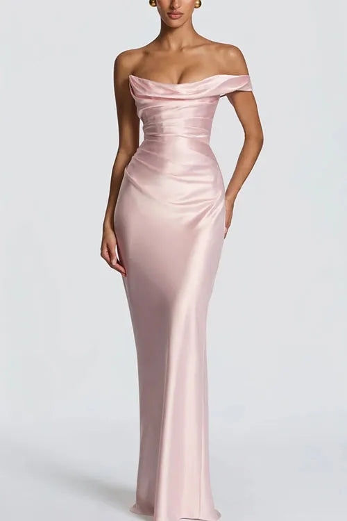 One-shoulder satin dress