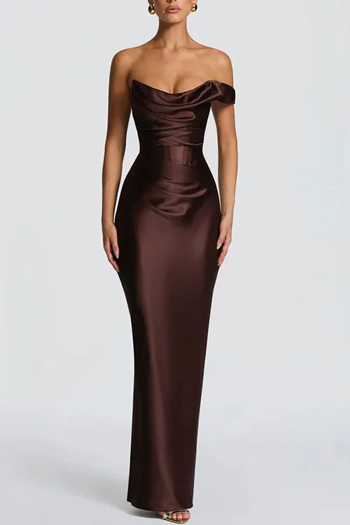 One-shoulder satin dress