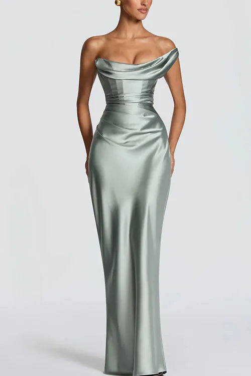 One-shoulder satin dress
