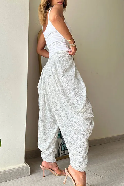 Party Loose Sequin Casual Lantern Pants