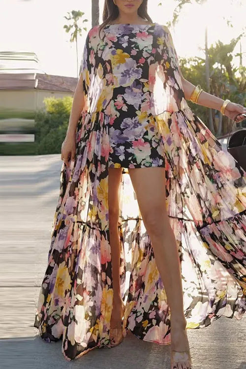 Chiffon Printed Multi-Layer Dress