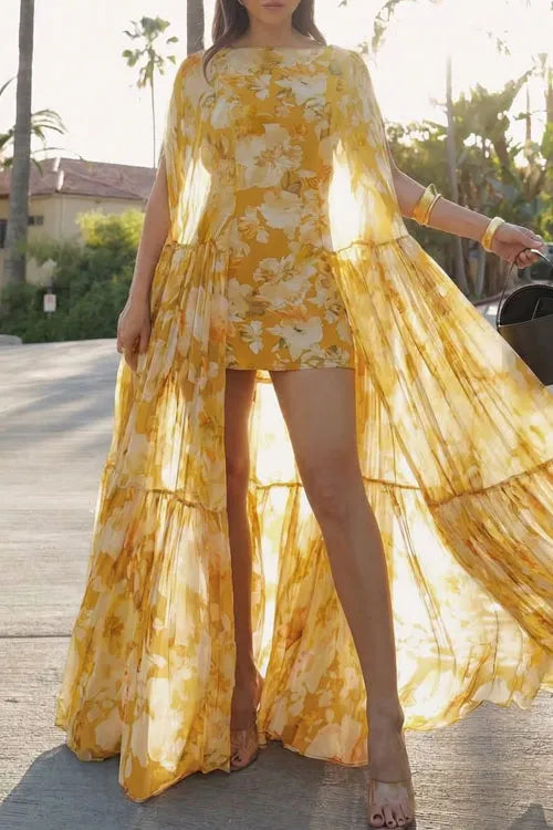 Chiffon Printed Multi-Layer Dress