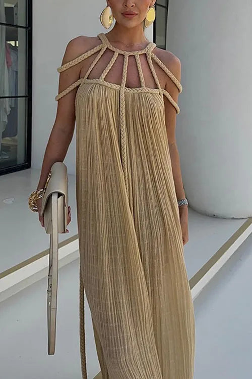 Halterneck Rope Strap Slim Fit Dress