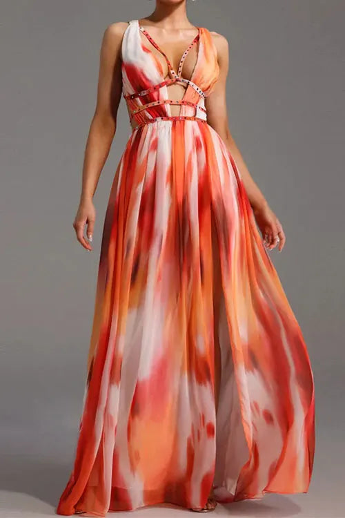 Slit-front slim-fit fashion long dress