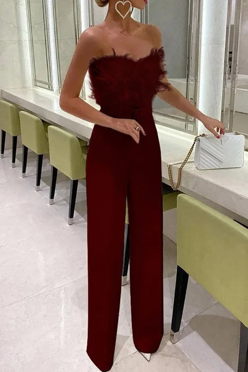 Fashion Feather Sexy Off Shoulder Sleeveless Slim