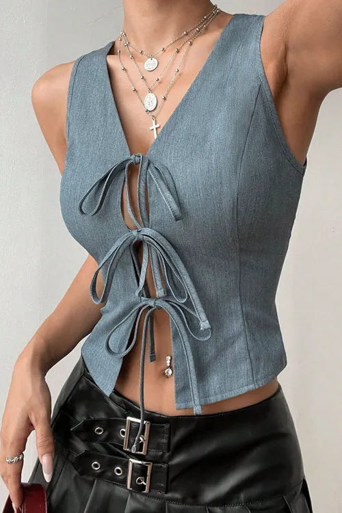 Lace-up slim-fit stylish top