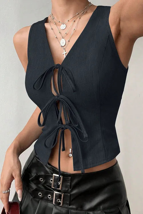 Lace-up slim-fit stylish top