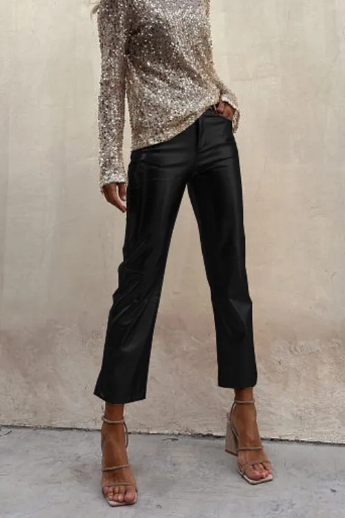 Slim-fitting nightclub glossy casual ninth pants