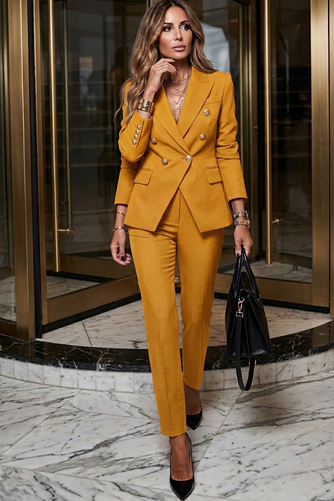 Solid Color Fashion Two Piece Suit