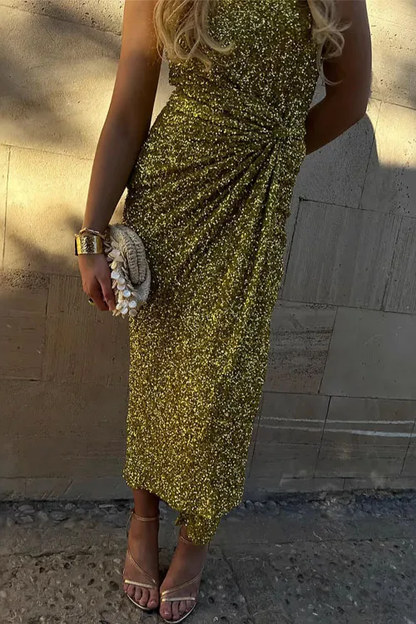 Party wrap sequined slit skirt