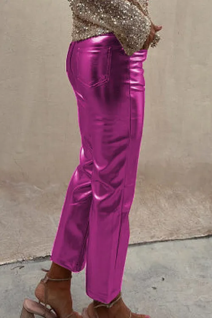 Slim-fitting nightclub glossy casual ninth pants
