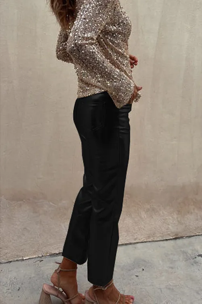 Slim-fitting nightclub glossy casual ninth pants