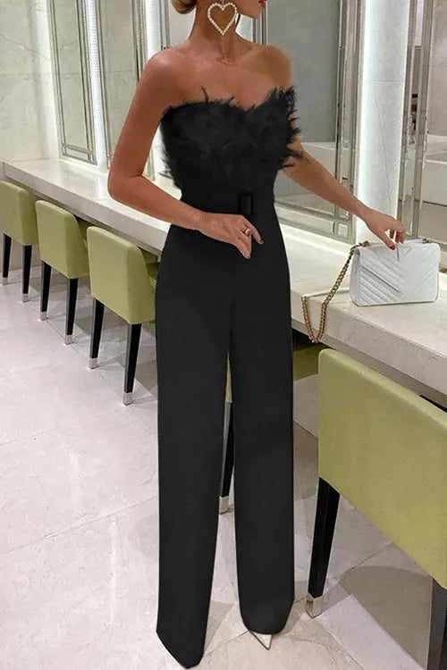 Fashion Feather Sexy Off Shoulder Sleeveless Slim