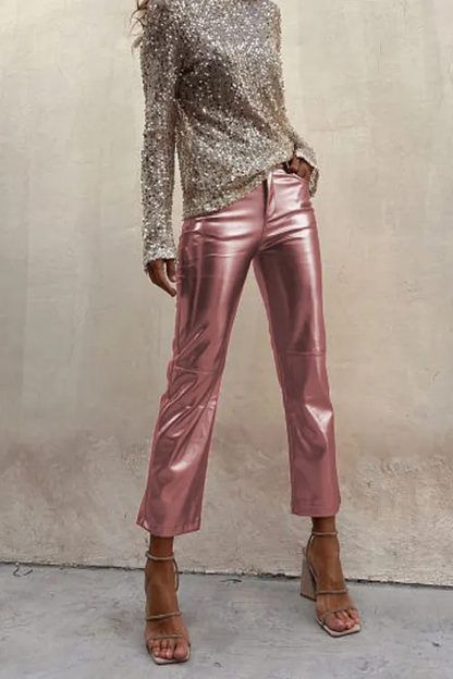 Slim-fitting nightclub glossy casual ninth pants