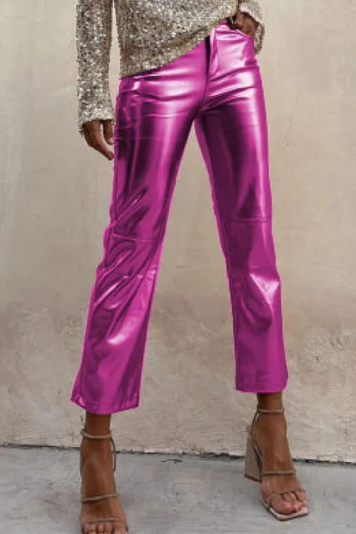 Slim-fitting nightclub glossy casual ninth pants