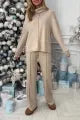 Solid color casual high collar knitted suit